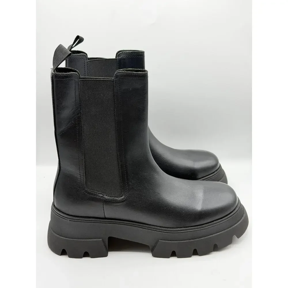 THURSDAY BOOT CO. Reign Mid Chelsea Boots Leather Black Sz 10.5 $168